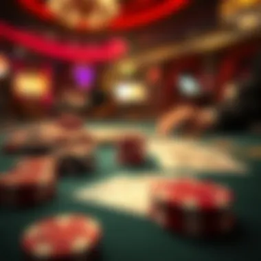 Intimate Gaming Details A close-up of gaming chips and cards on a poker table