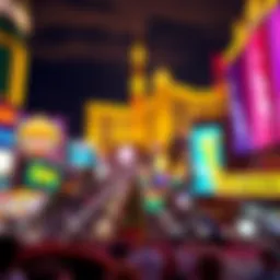 A dazzling view of the Las Vegas Strip at night showcasing vibrant lights and iconic casinos