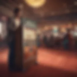 Vibrant illustration of a bingo hall filled with excitement