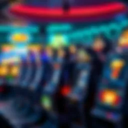A colorful array of classic slot machines showcasing various themes