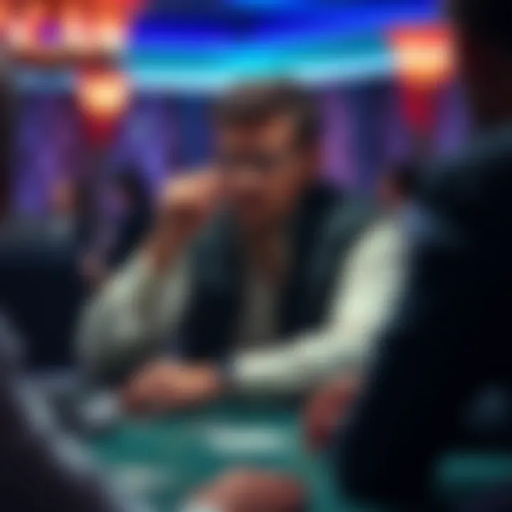 Strategic Contemplation A thoughtful player contemplating their next move in a double casino game, embodying strategy