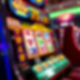 A vibrant digital slot machine with colorful graphics and symbols.