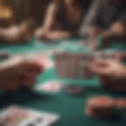 Exciting three card poker game setup with cards and chips