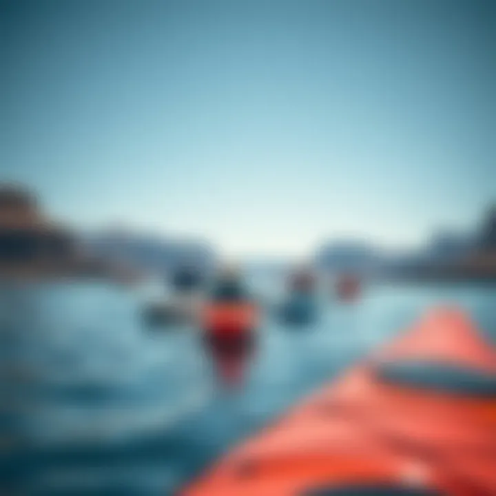 Recreational Activities at Lake Mead A serene view of recreational activities at Lake Mead, highlighting kayaking and boating