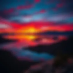 A breathtaking sunset over Lake Mead reflecting vibrant colors on the water surface