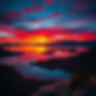 Sunset Over Lake Mead A breathtaking sunset over Lake Mead reflecting vibrant colors on the water surface