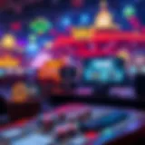 A virtual gaming landscape showcasing various online games