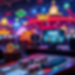 A virtual gaming landscape showcasing various online games