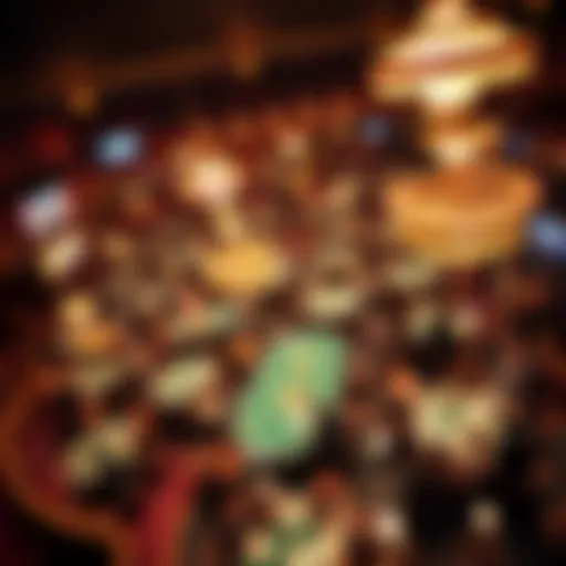 Aerial View of Excitement at a Poker Tournament Aerial view of a bustling poker tournament venue