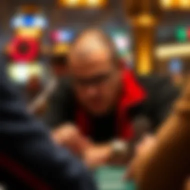 Focused Player in a High-Stakes Game A skilled player deep in concentration during a poker match