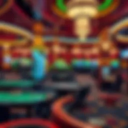 A vibrant view of Rio's iconic casino floor showcasing various game tables.