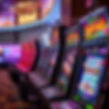 A vibrant display of various slot machines at Table Mountain Casino showcasing diverse themes.