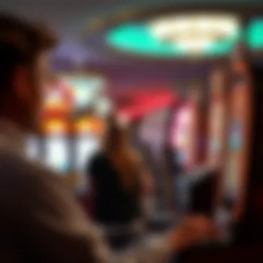 Player Interaction with Alice in Wonderland Slot Machine A player engaging with the Alice in Wonderland slot machine in a casino setting.
