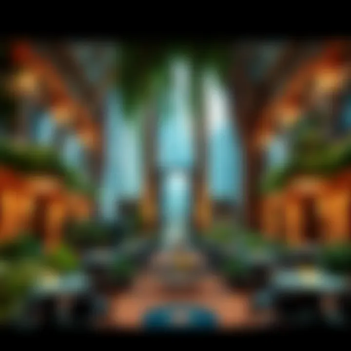 Fusion of Nature and Architecture An artistic installation blending natural elements with architectural features in the Bellagio Atrium