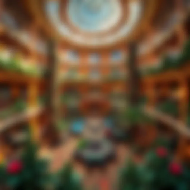 Panoramic View of the Atrium's Design A panoramic view showcasing the intricate design and layout of the Bellagio Atrium