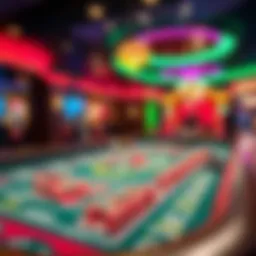 Craps table with vibrant lighting