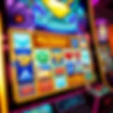 Close-up view of the blue diamond slot machine interface showcasing its vibrant graphics and icons.
