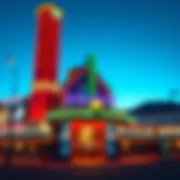 Exterior view of a classic Wendover casino showcasing its vibrant lights