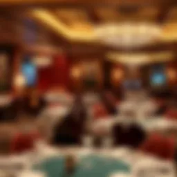 Elegant dining setting at a casino restaurant showcasing luxurious decor and ambiance.