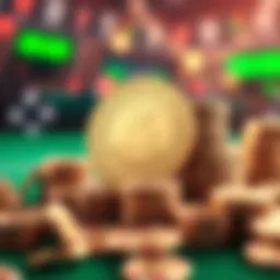 Virtual coins symbolizing online casino rewards