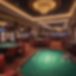 A luxurious casino interior showcasing modern design and vibrant gaming tables
