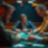 Strategic poker gameplay showcasing intense concentration