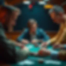 Strategic poker gameplay showcasing intense concentration