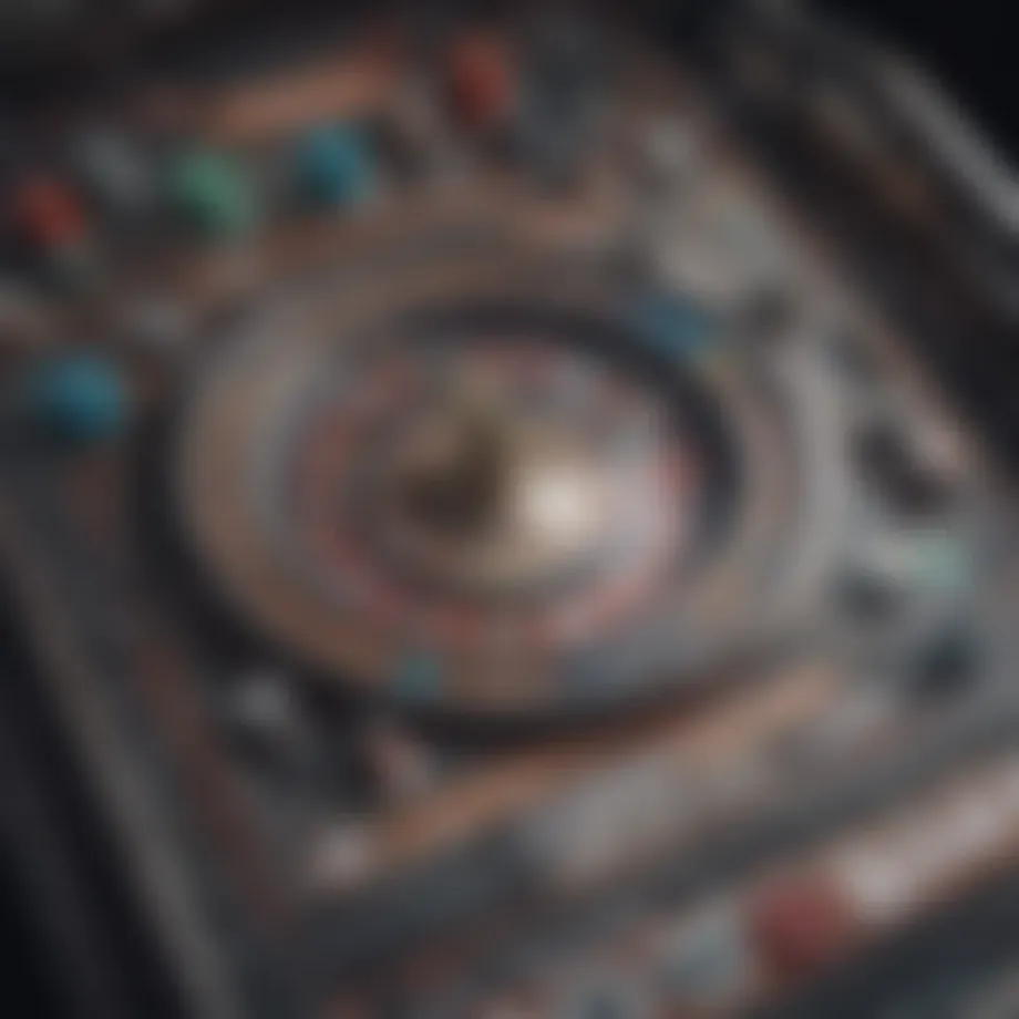 An intricate pull tab board design showcasing various game features