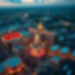 Aerial view of a prominent casino complex in Oklahoma showcasing its architectural design.