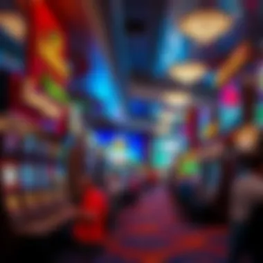 A lively casino floor filled with slot machines and patrons enjoying themselves.