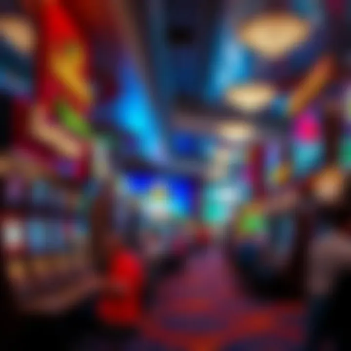 A lively casino floor filled with slot machines and patrons enjoying themselves.