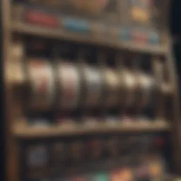 An intricate slot machine display showcasing various symbols and reels