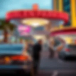 Luxury hotel parking area with valet service