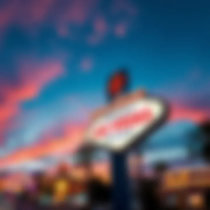 Dusk Magic: Signs Under the Vegas Sky Dusk view of a Las Vegas sign against a colorful sky