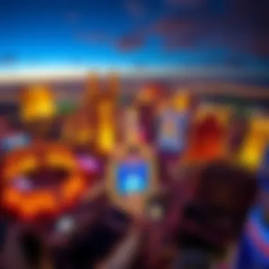 Vibrant Las Vegas Nightscape Stunning aerial view of the Las Vegas Strip at night, illuminated by vibrant lights.