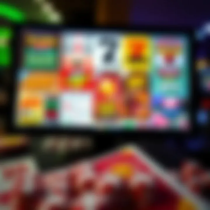 Diverse Scratch-Off Ticket Options Variety of scratch-off ticket designs displayed on a screen