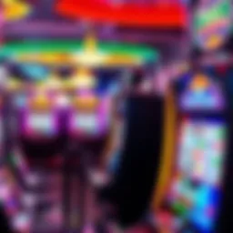 A vibrant display of slot machines with colorful lights in an Atlantic City casino