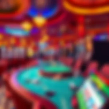 Vibrant casino floor with gaming tables and slot machines