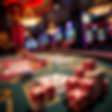 Close-up of various casino games like poker and blackjack