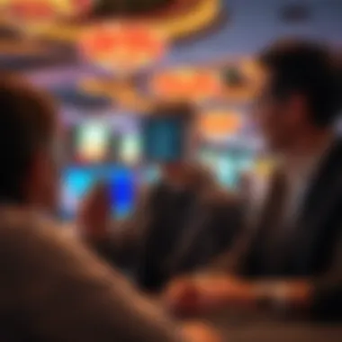 Engagement with Innovative Gaming Technology Gambling enthusiast interacting with facial recognition technology