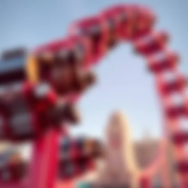 Close-up of the coaster's engineering features highlighting its innovative design