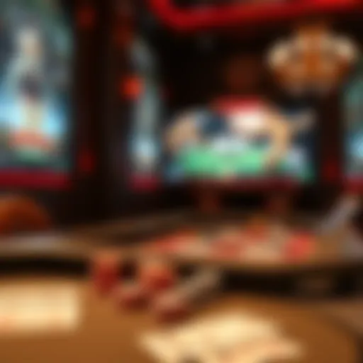 Virtual poker table set up for gameplay